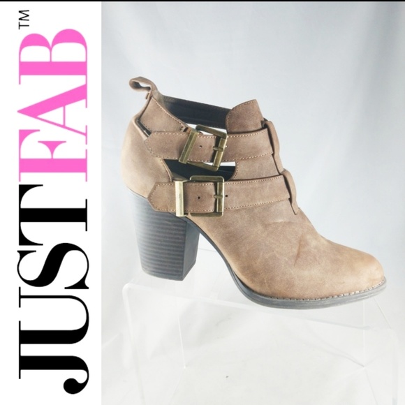 JustFab Shoes - Justfab 10 Womens Brown Taupe buckle ankle booties